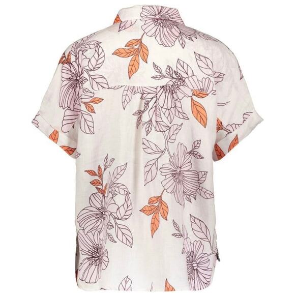 Rachel Roy Linen Multicolored Floral Dolman Sleeve Button Up Top Size Small - Picture 6 of 7